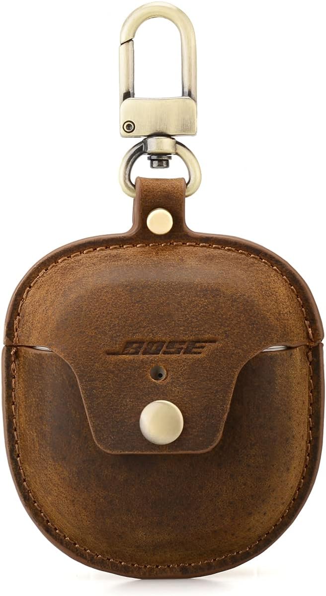 for Bose QUIETCOMFORT Earbuds II Bluetooth Headset Genuine Leather Case Big Shark 2nd Generation Headphone Cover(Coffee Color)