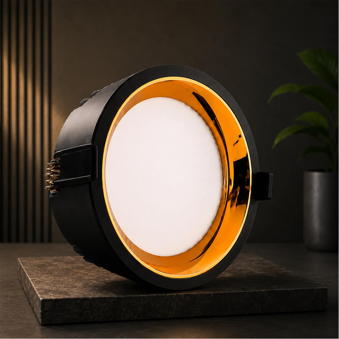 NW 12W Crown Round LED Panel Light | Conceal False Ceiling Lights | Down Light | Body Color- Black | Light Color- White (Pack of 1)-image-39
