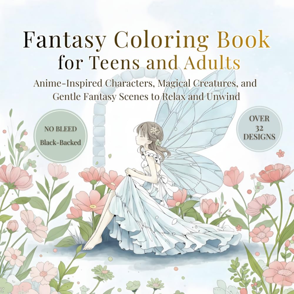 Fantasy Coloring Book for Teens and Adults: Anime-Inspired Characters, Magical Creatures, and Gentle Fantasy Scenes to Relax and Unwind