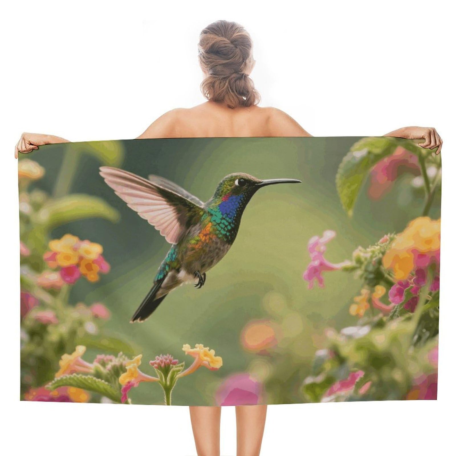 asbwuo Hummingbird Beach Towels Extra Large Quick Dry Absorbent