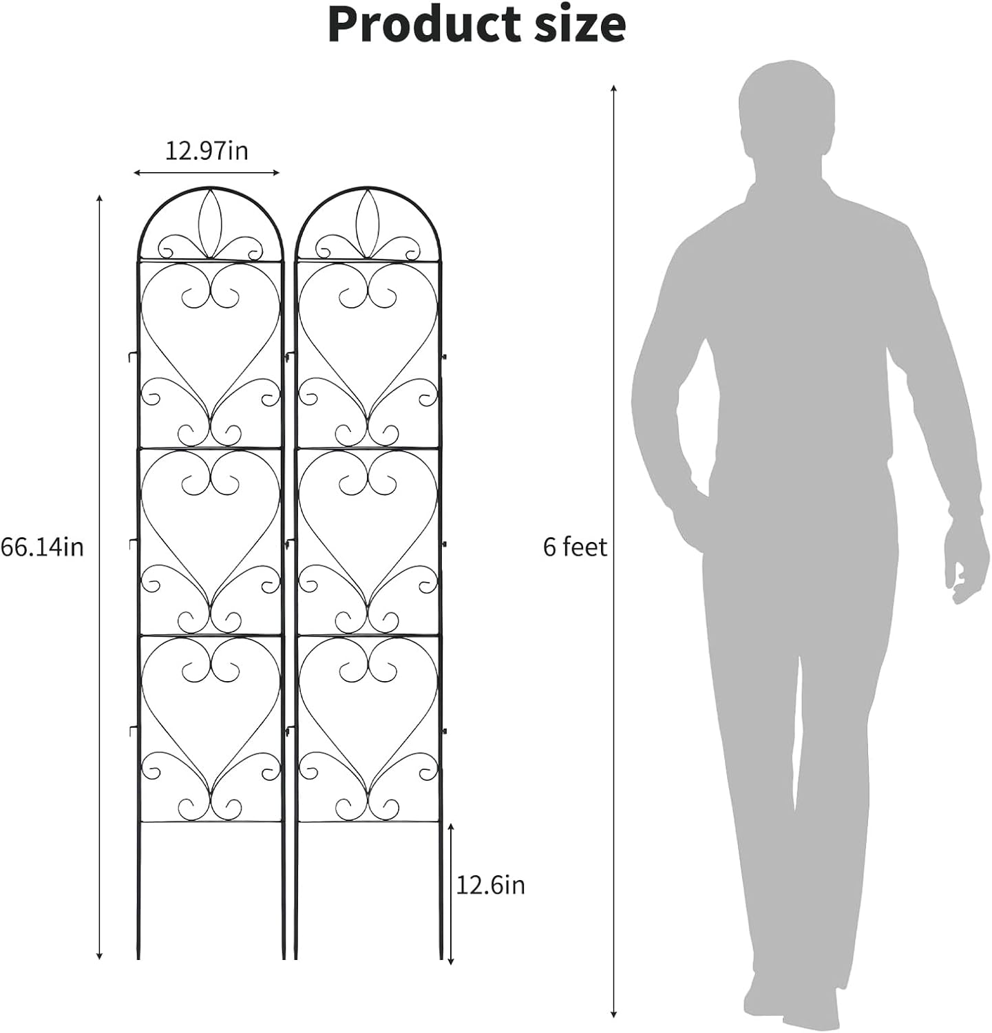 4PCS Metal Garden Trellis for Climbing Plants Outdoor, Heavy-Duty Cucumber Tomato Trellis for Raised Garden Bed, Decorative Wrought Iron Trellis Arch for Wedding Party Decor