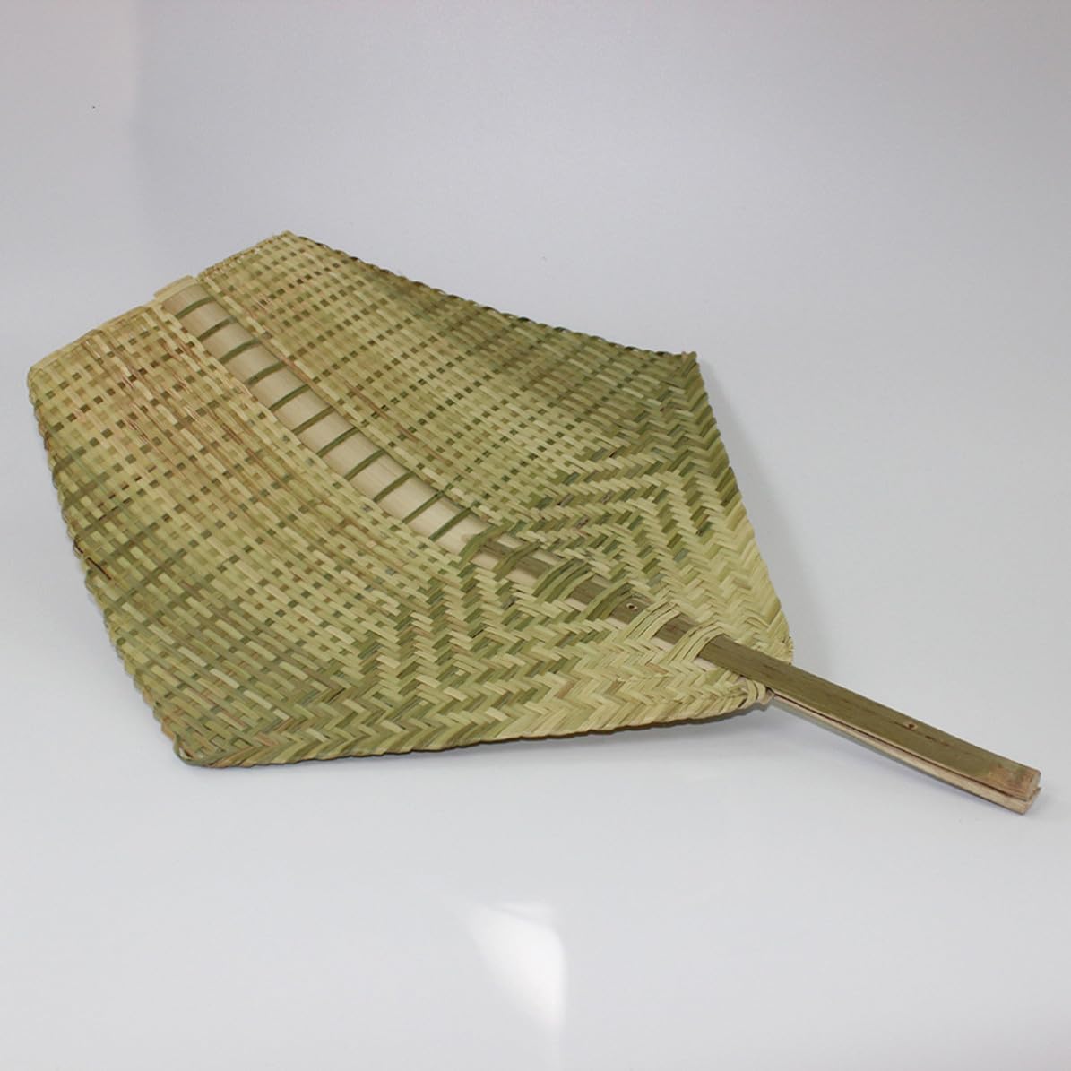 Elegant Fan Hand-woven Lightweight Portable Handheld Cooling Fan for Summer Use, for Elder Women, Green Color with Traditional Weaving Design