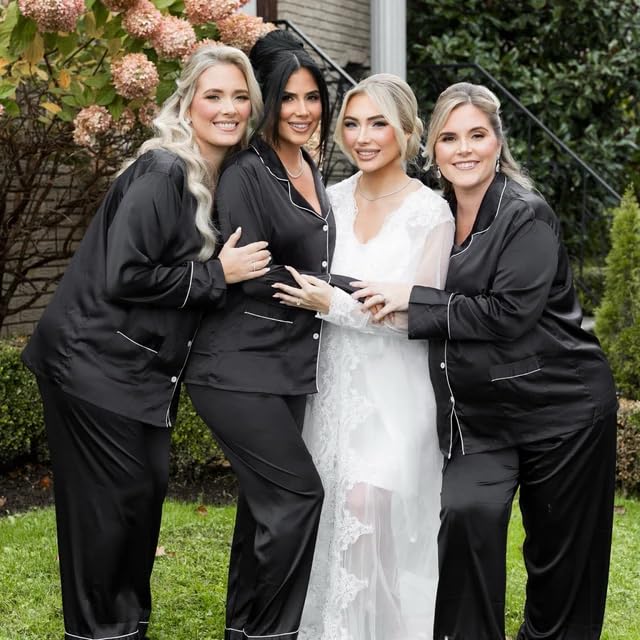 Personalized Bridesmaid Pajamas - Pajama Set for Women - Bridesmaid Gift Bridal Party Monogram Satin Pajamas Set - Long and Short PJs - Gift for Bride - Birthday Gifts Multicolors4