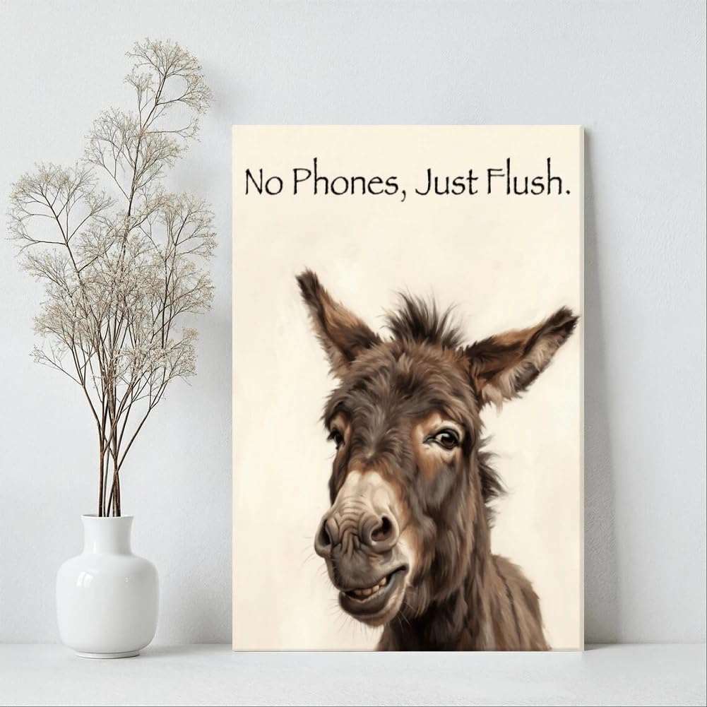 lianyibo 1 sztuka Donkey z uśmiechem tekst na płótnie ścienny-grafika plakat ścienny dekoracja salonu sypialni dekoracja domu (60 x 90 cm/bez ramki)