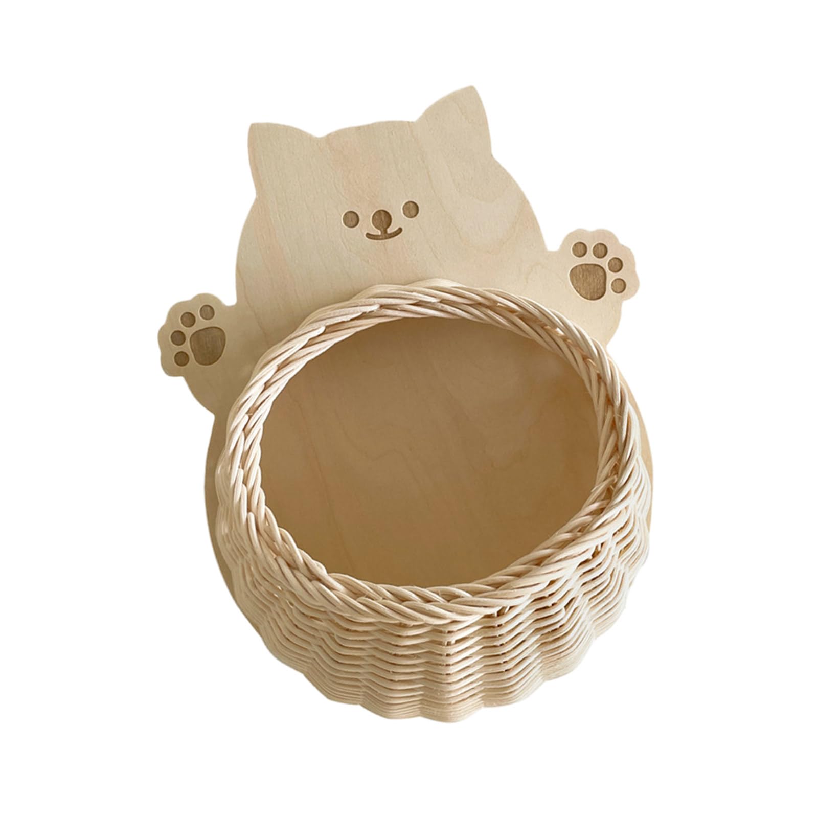 Elnwnnkc Artistic Rattan Woven Wall Storage, Lovely Animal Shape Shelf Desk Indoor Holder Enhancing Room Decoration Small Plant Holder