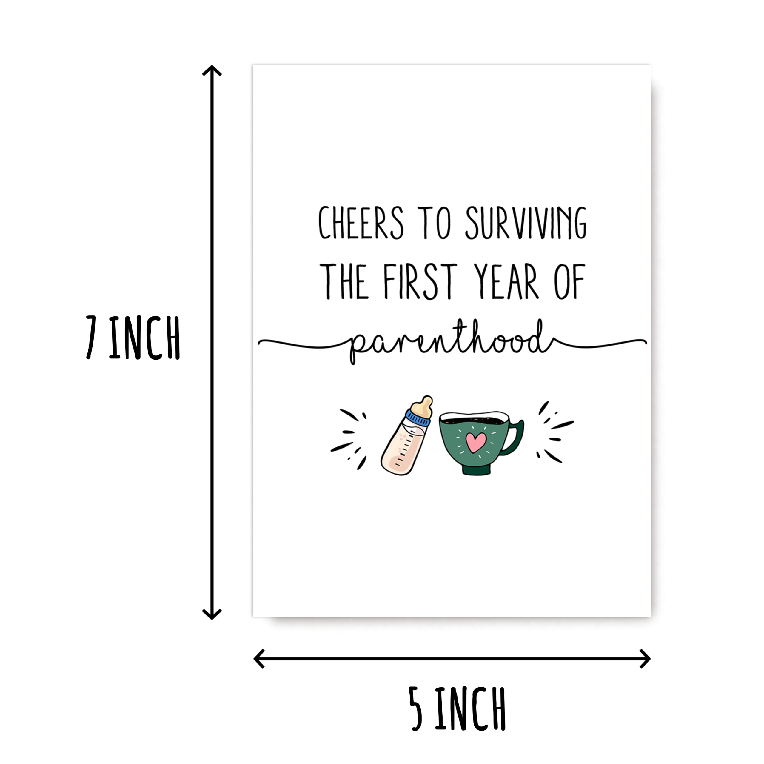 Wedding Card Funny First Year Parenthood Card - Cheers To Surviving Baby's 1st Birthday Card For New Parents Funny Parenthood Survival Card - View #5
