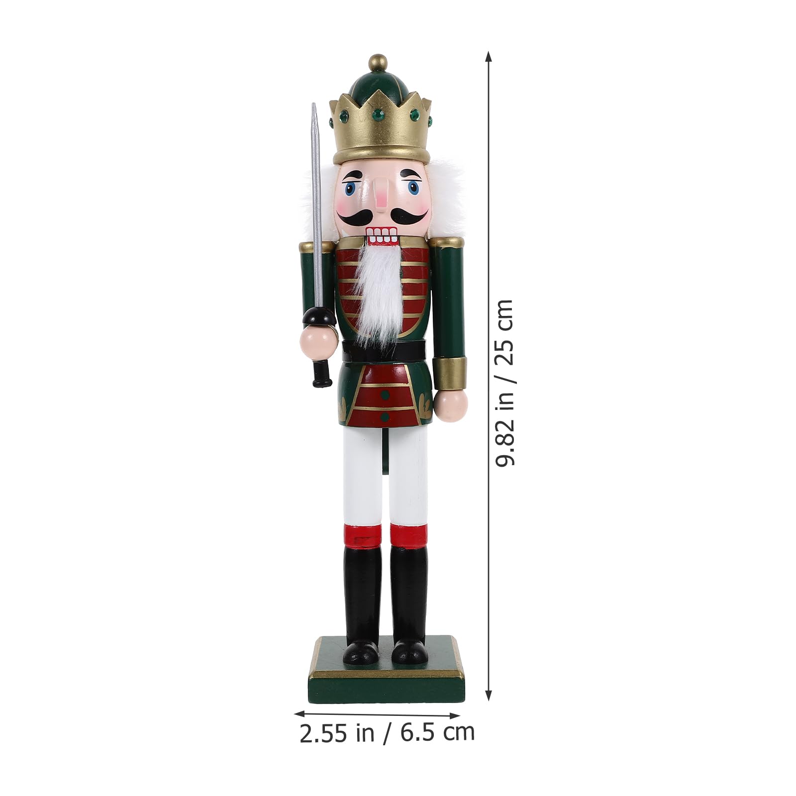 LOGOFUN Christmas Nutcracker Figurine Traditional Wooden Green Nutcracker Handhold Sword Nutcracker Soldier Figurine for for Xmas Table Mantel Decor - 25CM