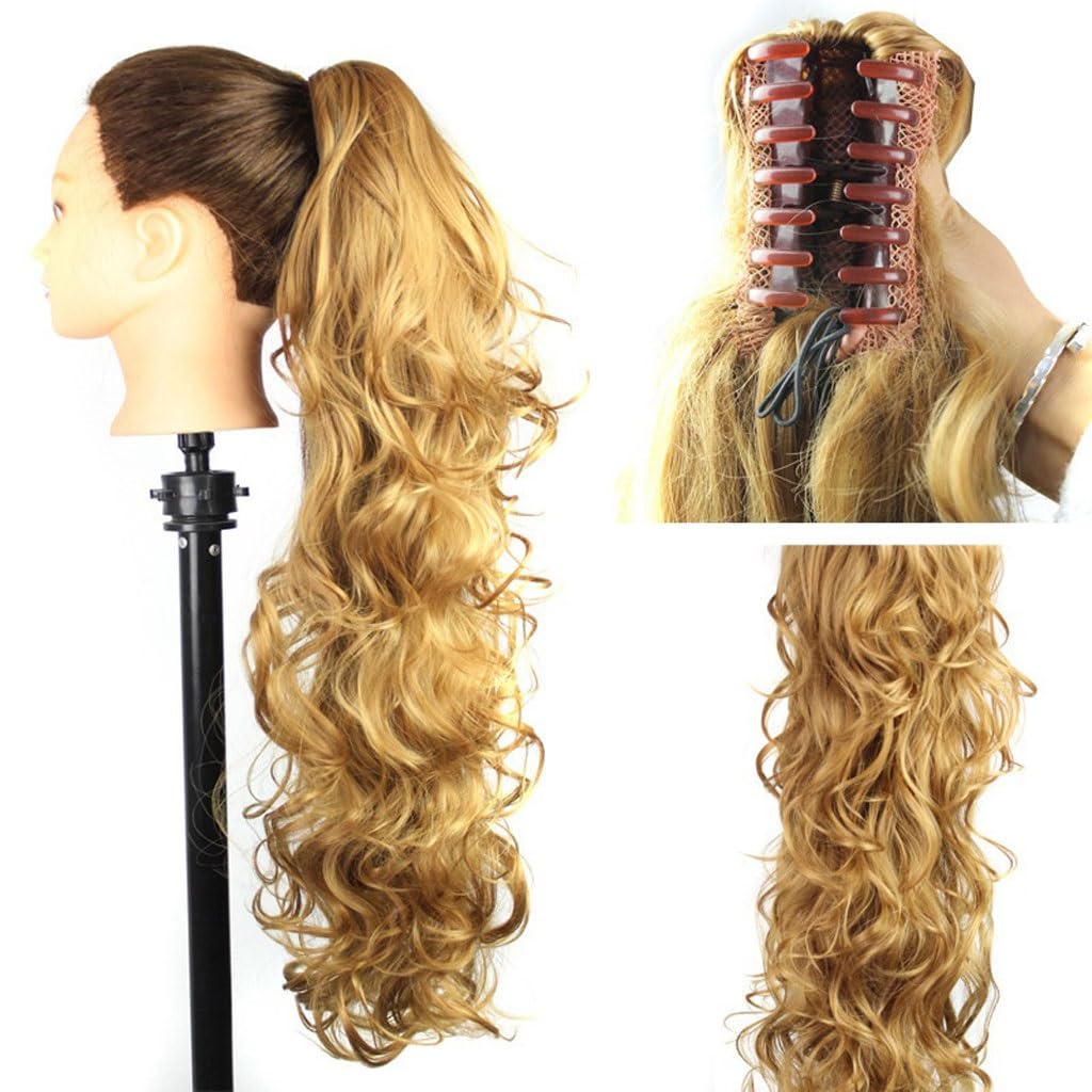 Haarverlängerungen 25 Zoll Synthetischer Messy Bun Langes Lockiges Haar Große Gewellte Perücke Klauenclip-Stil Weibliche Pferdeschwanz-Haarverlängerung Damenpe,05-65cm