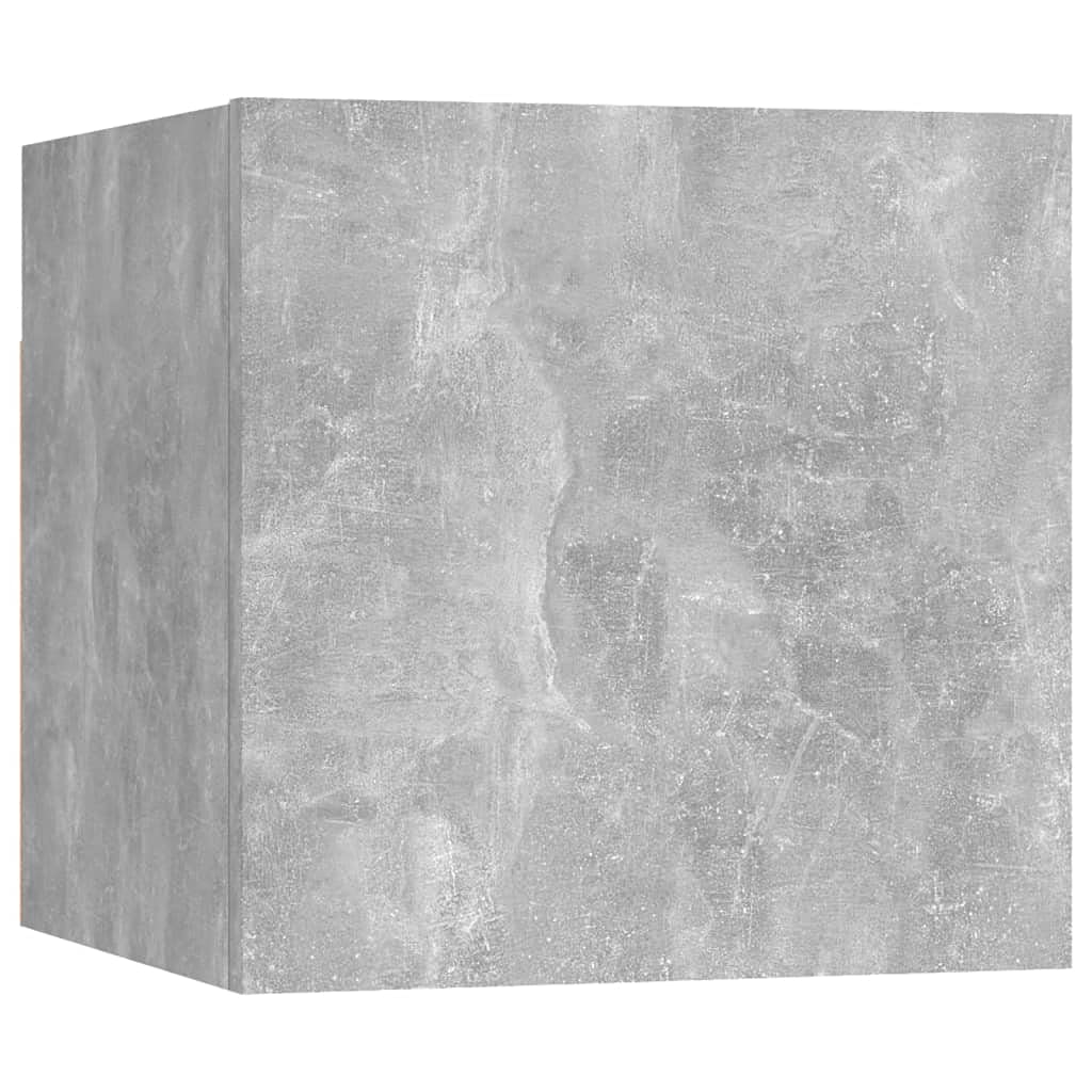 8-TLG. TV-Schrank-Set Betongrau Holzwerkstoff, Wandmontage, Modernes Media-Center für Wohnzimmer und Schlafzimmer, inklusive Stauraum für DVDs und Bücher
