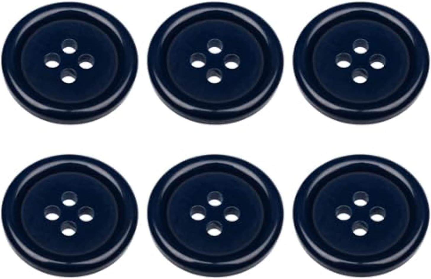Pack of 6 Dark Blue Sew on 20mm Round Buttons Flat 4 Holes 32L 32 Ligne