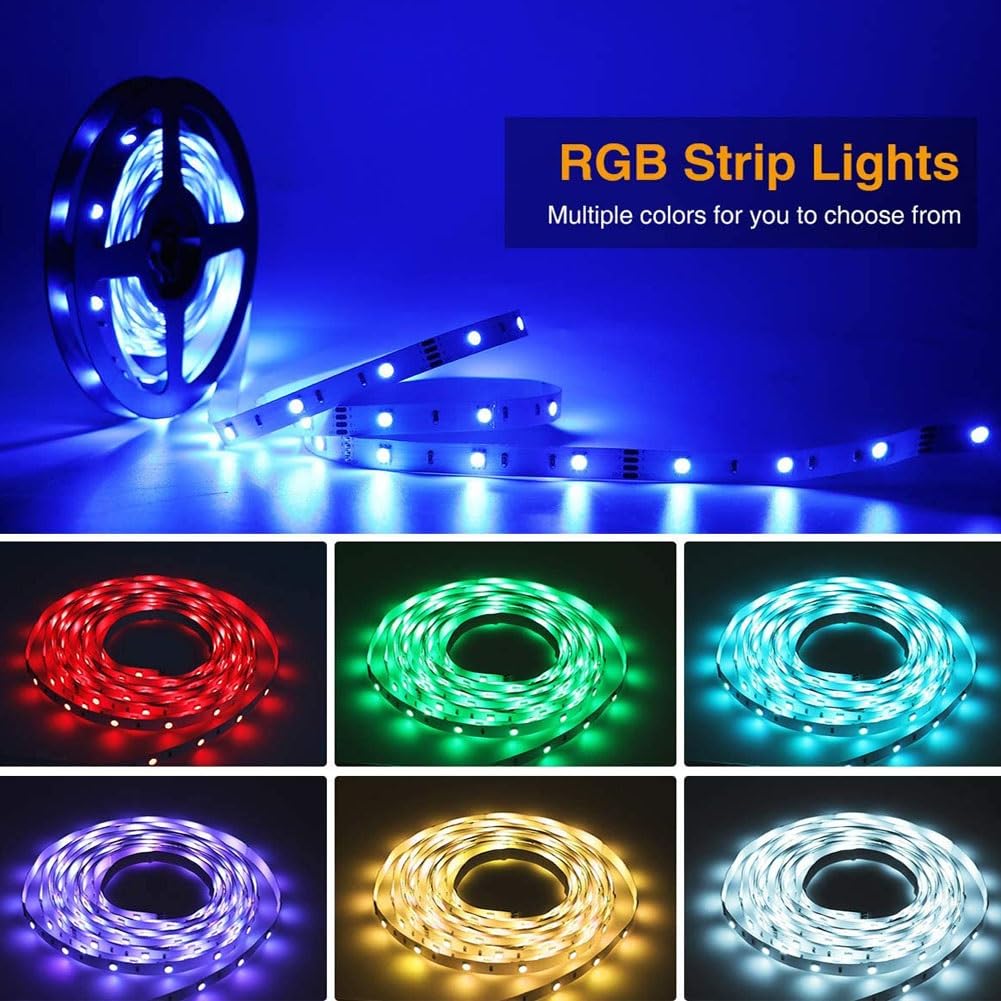 Striscia LED con telecomando, 16 milioni di colori, sincronizzazione musicale e funzione timer per retroilluminazione TV e computer