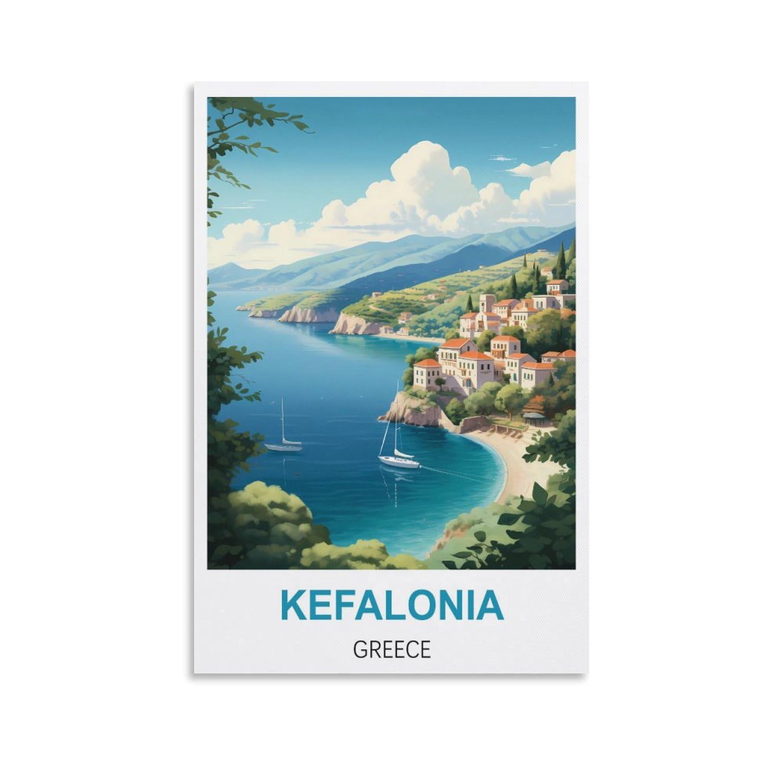 Heybox Unframe-Style Kefalonia Greece Vintage Travel Posters 08X12inch(20X30cm) Canvas Prints Wall Art Paintings For Home Office Living Room Decor