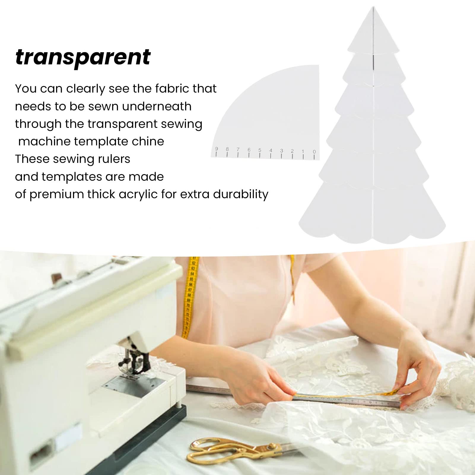 Fabric Christmas Tree Sewing Template, Handmade Christmas Tree Quilting Set, Medium Size DIY Quilting Pattern Tool, Tree Clipping Folding Template for Fabric Cutting and Sewing