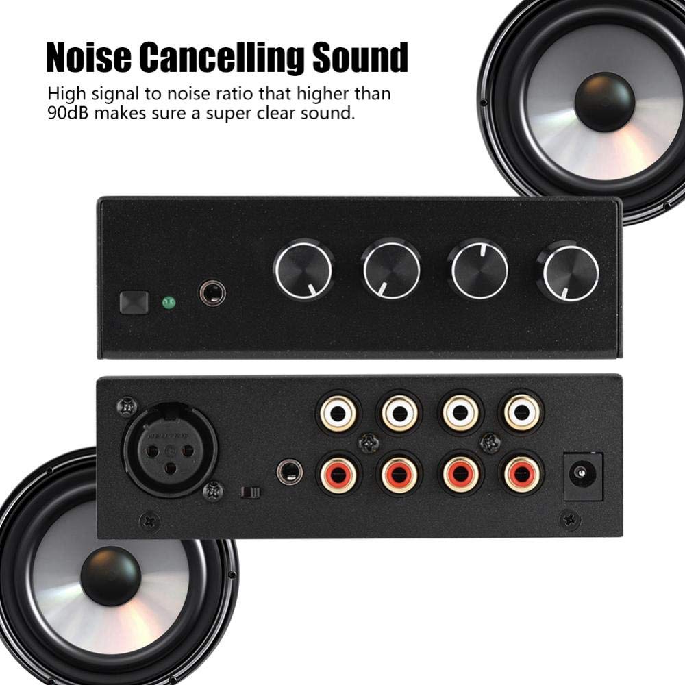 Zerone Mixer Audio Mini Noise Cancelling Karaoke Mixer 3 canali Input e Output Stereo Mini Dj Mixer(EU)