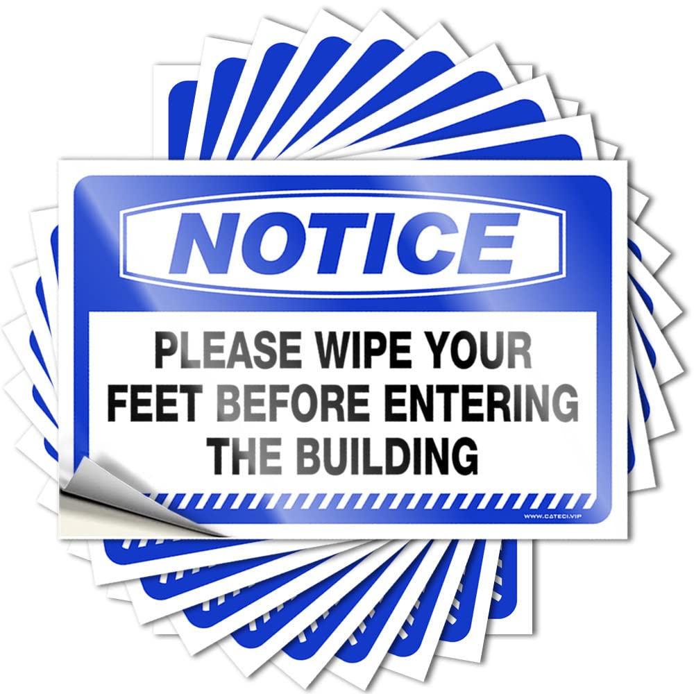 Quote Mens Room Accessories Peel and Stick - Notice Please Wipe Your Feet Before Entering The Building Garage Southern Waterproof Vinyl for Microfiber(6X9CM)