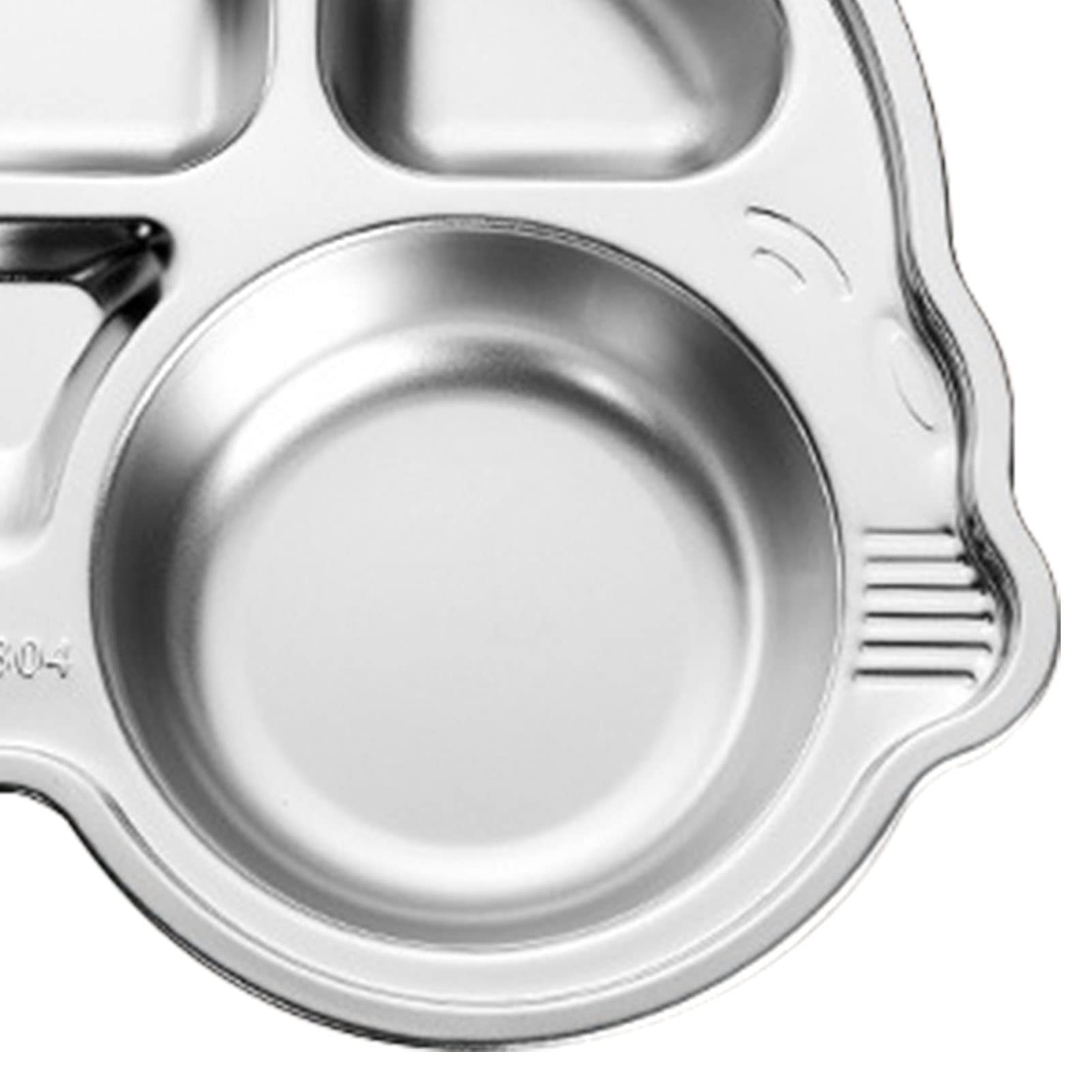 Stainless Steel Cartoon Divided Platter Fun Shape Drop Proof Dinner Tray for Kindergarten, Food Grade Plate for Kids Home Picnics Camping (Car) — view 8