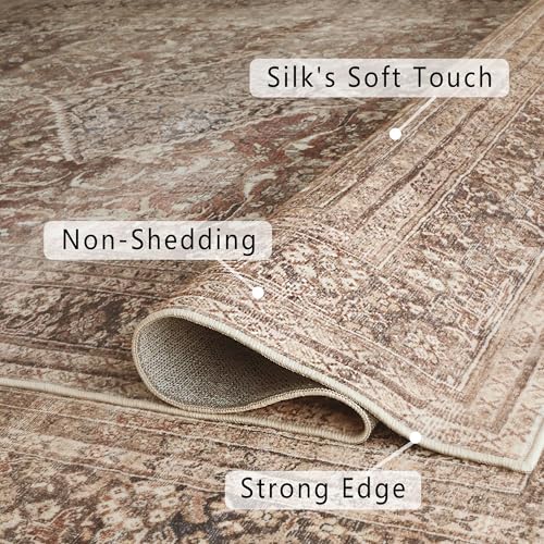 vivorug Runner Rug 2'x7' Vintage Washable Non-Slip Runners for Hallways Kitchen Entryway Laundry Room Carpet Hallway Runner Earth Tone
