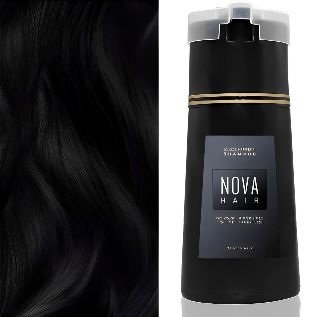 Nova Hair Dye Shampoo, Instant , Black , Grey Coverage for Women Men