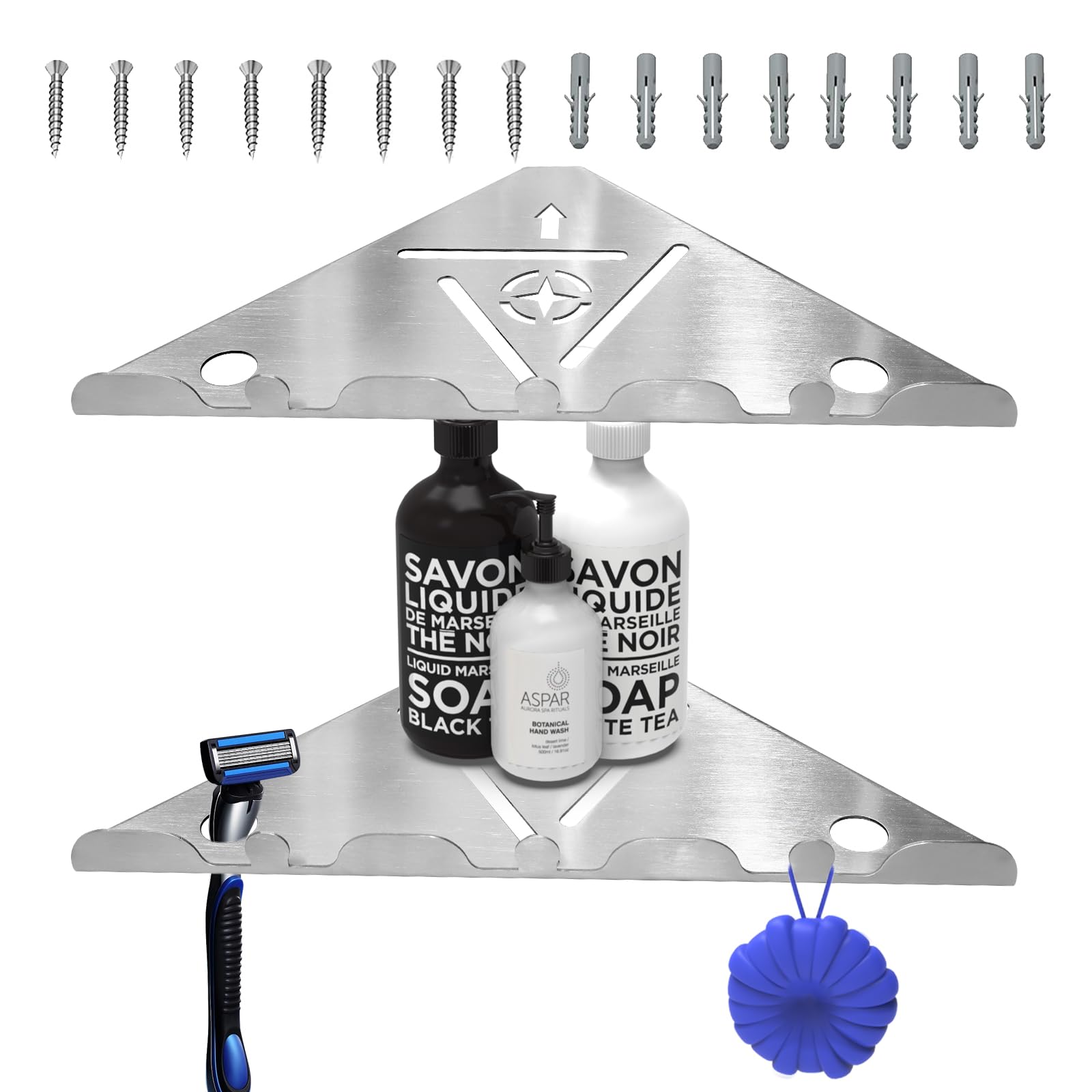 LLLFTJ 2 Pack Corner Shower Shelf 10 304 Stainless Steel Modern Corner Shower Shelf for Inside Shower Heavy