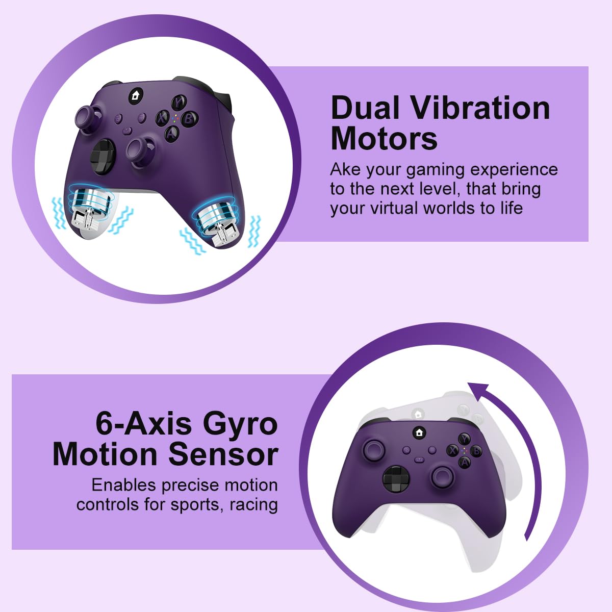 HEDYDK For Xbox One Controller,Xbox Wireless Gaming Controller Compatible with Xbox Series X|S, Xbox One, Windows PC,Purple — view 3