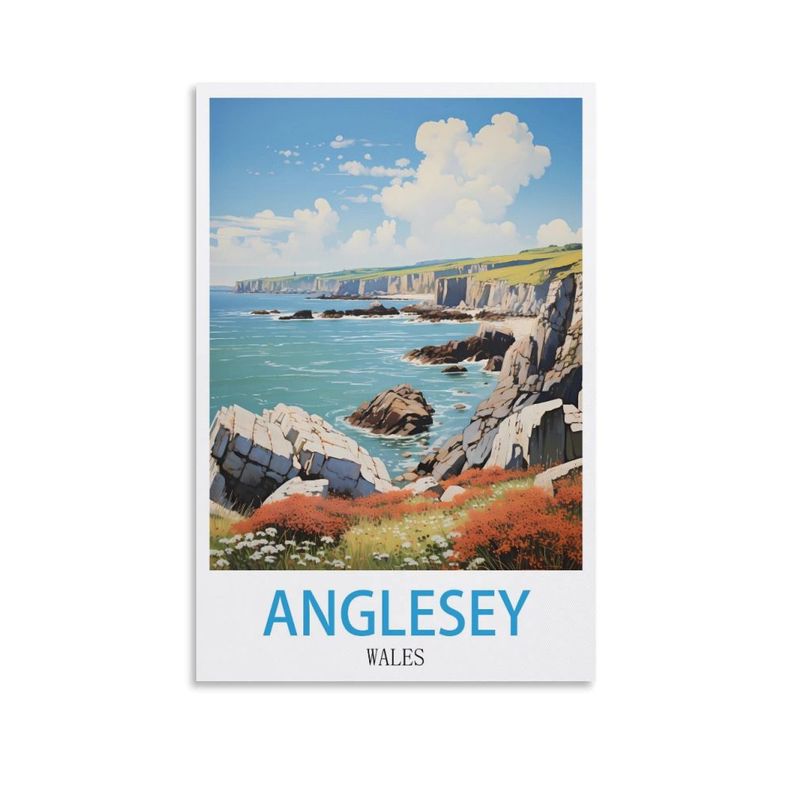 Anglesey Wales Vintage Travel Posters 08x12inch(20x30cm) Canvas Art Poster And Wall Art Picture Print Modern Family Bedroom Decor