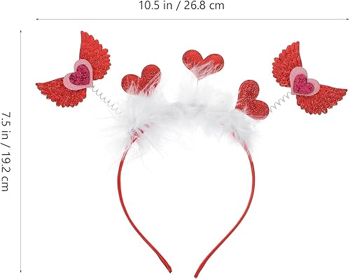 Miniatura 2 de LUOZZY Valentine Headband Red Heart Headband Valentine Angel Wing Heart-Shaped Headpieces Valentines Day Hair Accessories