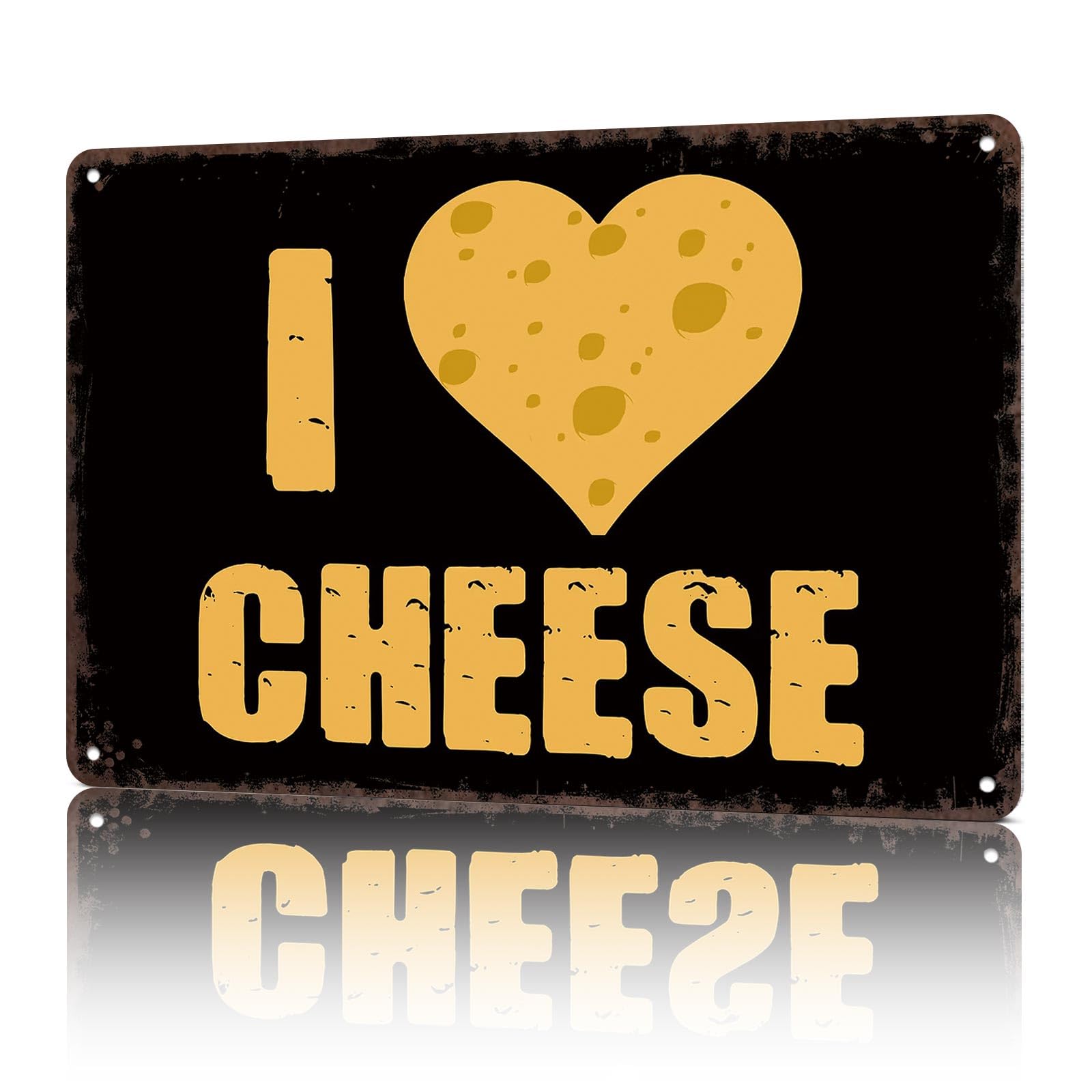 KWQDOZF Vintage Metal Signs I Love Cheese Funny Tin Sign Poster Wall Art For Home Room Bedroom Office Decor 8x12inch