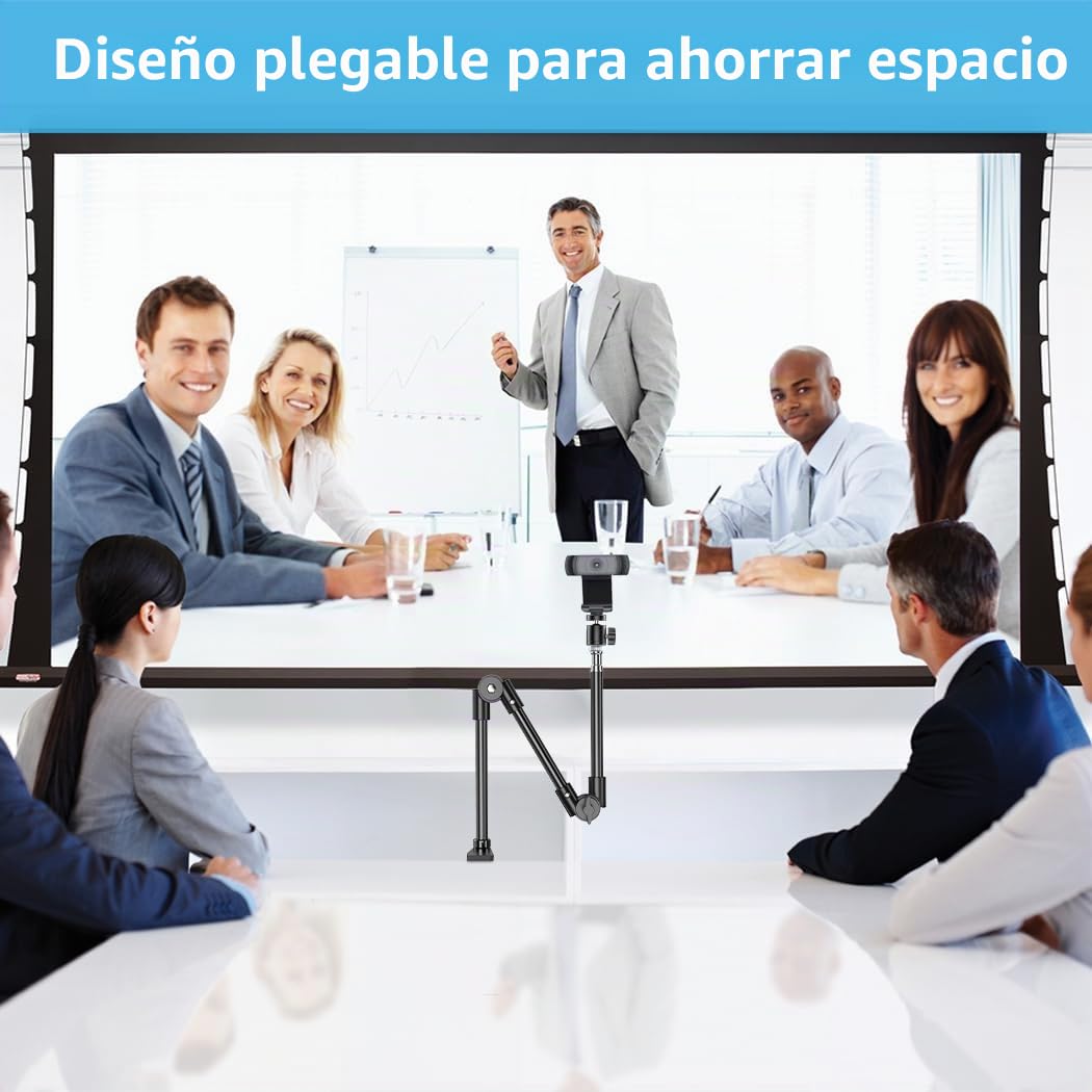 KDD Soporte Camara Escritorio con Soporte Teléfono & 1/4" Tornillo, Soporte Webcam con 22" Flexible Brazo Magico, Tripode Webcam para Logitech C922 C930e C920S C920 C615 C960 Brio 4K Gopro Proyector