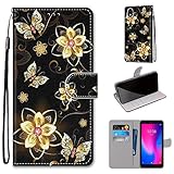 Ranyi ZTE Avid 579 Case, ZTE Blade A3 2020 Case, Cute Pattern Leather Wallet Case with Credit Card Holder Kickstand Featuer Hand Strap Flip Folio Magnetic Wallet Case for ZTE Avid 579 -Flower