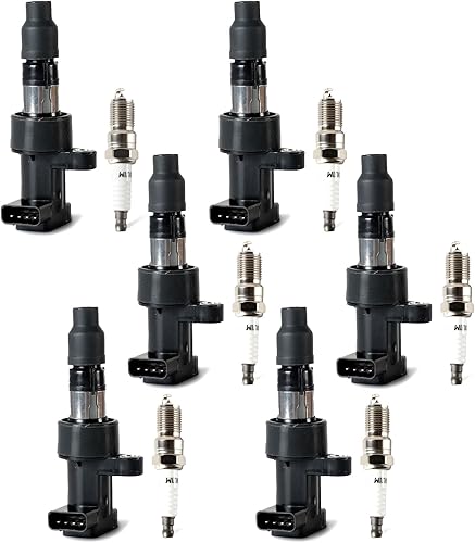 DEEGOOLY Paquete de 6 bobinas de encendido UF-435 y bujías de iridio SP479 compatibles con Jaguar S-Type 2003-2008, X-Type 2003-2008, 2.5L 3.0L V6