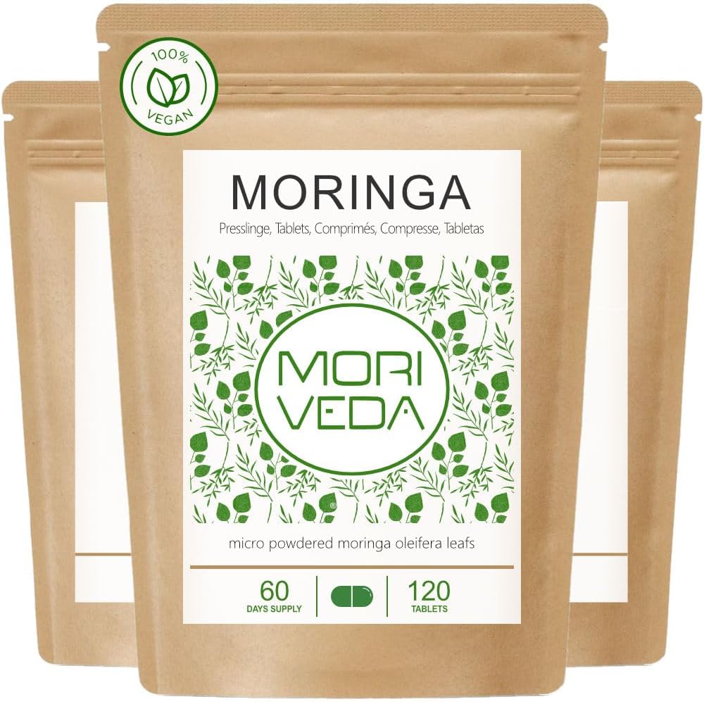 Moringa Energy Tablets 3800mg -180 Days Supply – Moringa High Dose Vitamins Protein Amino Acid Best Quality Ayurveda -Vegan & Gluten Free-by MoriVeda-360 Tablets