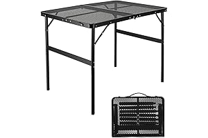 Camping Table Open to 6 ft with Mesh & 2 Height BBQ Outdoor Stand