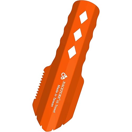 NACETURE Ultralight Backpacking Trowel Aluminum Shovel Small Potty Multitool with Longer Handle Design Essential for Hiking, Camping and Survival Bags (Orange)