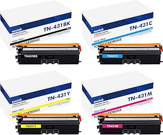 TN431 TN-431 Toner Cartridges 4-Packs: TN433 Standard Yield TN 431 Toner Replacement for Brother TN-431BK TN-431C TN-431M TN-431Y MFC-L8900CDW HL-L8360CDW HL-L8260CDW MFC-L8610CDW HL-L8360CDWT Printer