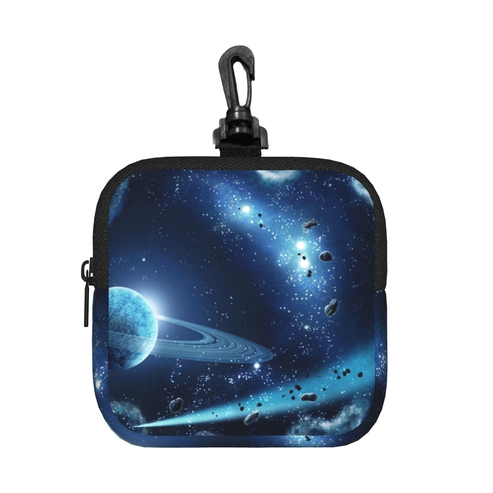 Ercgad Unisex Black Moon Stars And Planets Print Square Storage Bag Travel Toiletry Cosmetic Organizer Pouch Lightweight Reusable