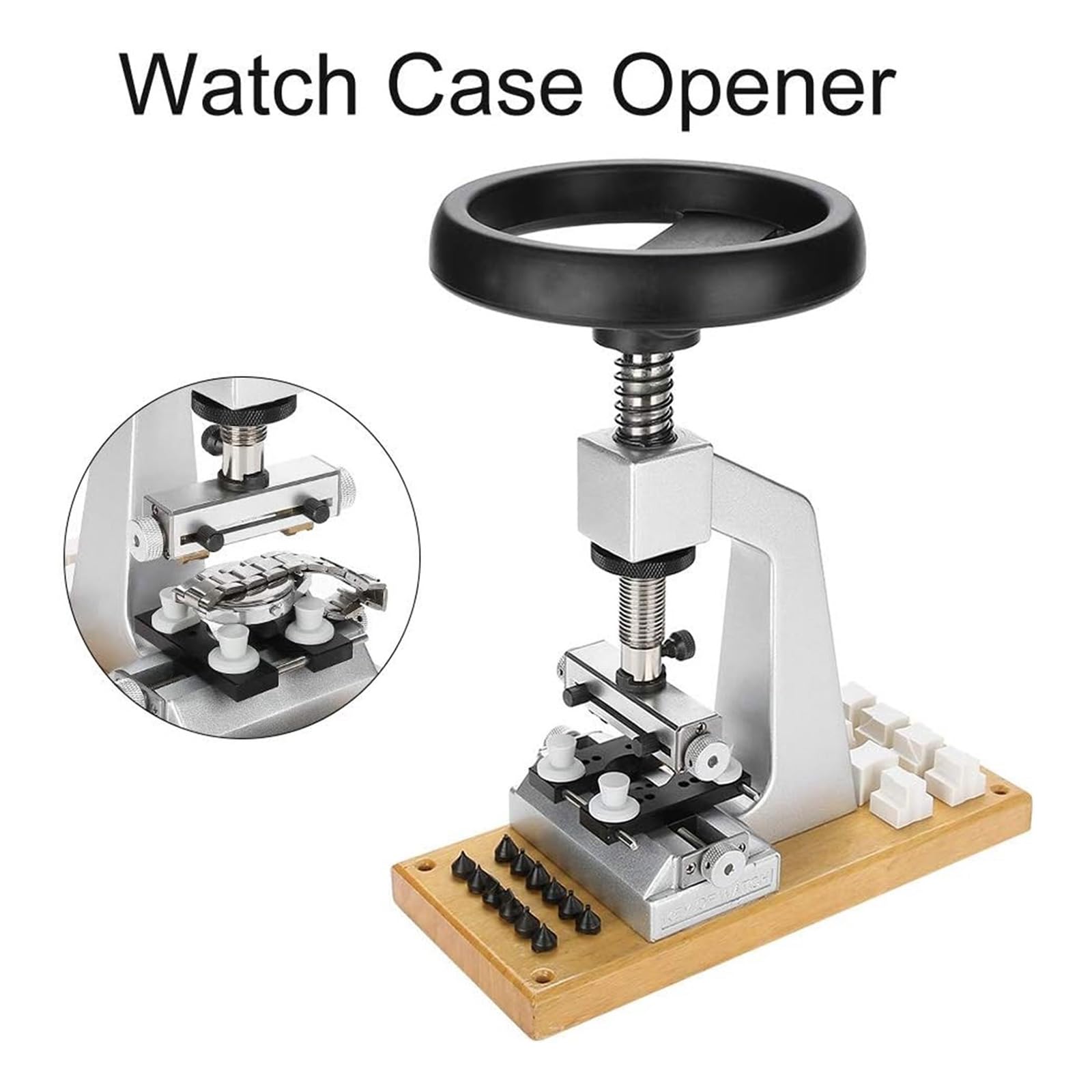 Herramienta para extraer la Tapa Trasera del Reloj con 6 Accesorios de reparación - Mango Ajustable para relojeros - Kit multifunción para la reparación de Relojes