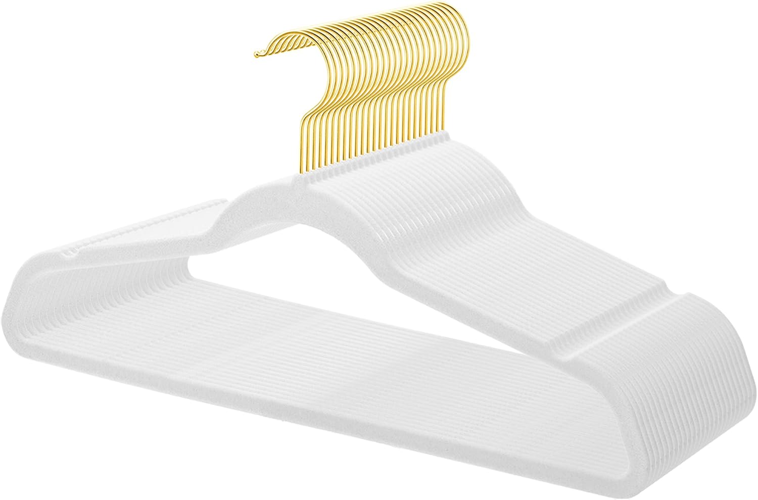 36-Pack Premium Velvet Hangers with Gold Hooks - Space-Saving Non-Slip Heavy-Duty Clothes Hangers for Coats, Suits, Dresses, and Sweaters - Slim Design, Closet Organizer(Ivory + Gold)