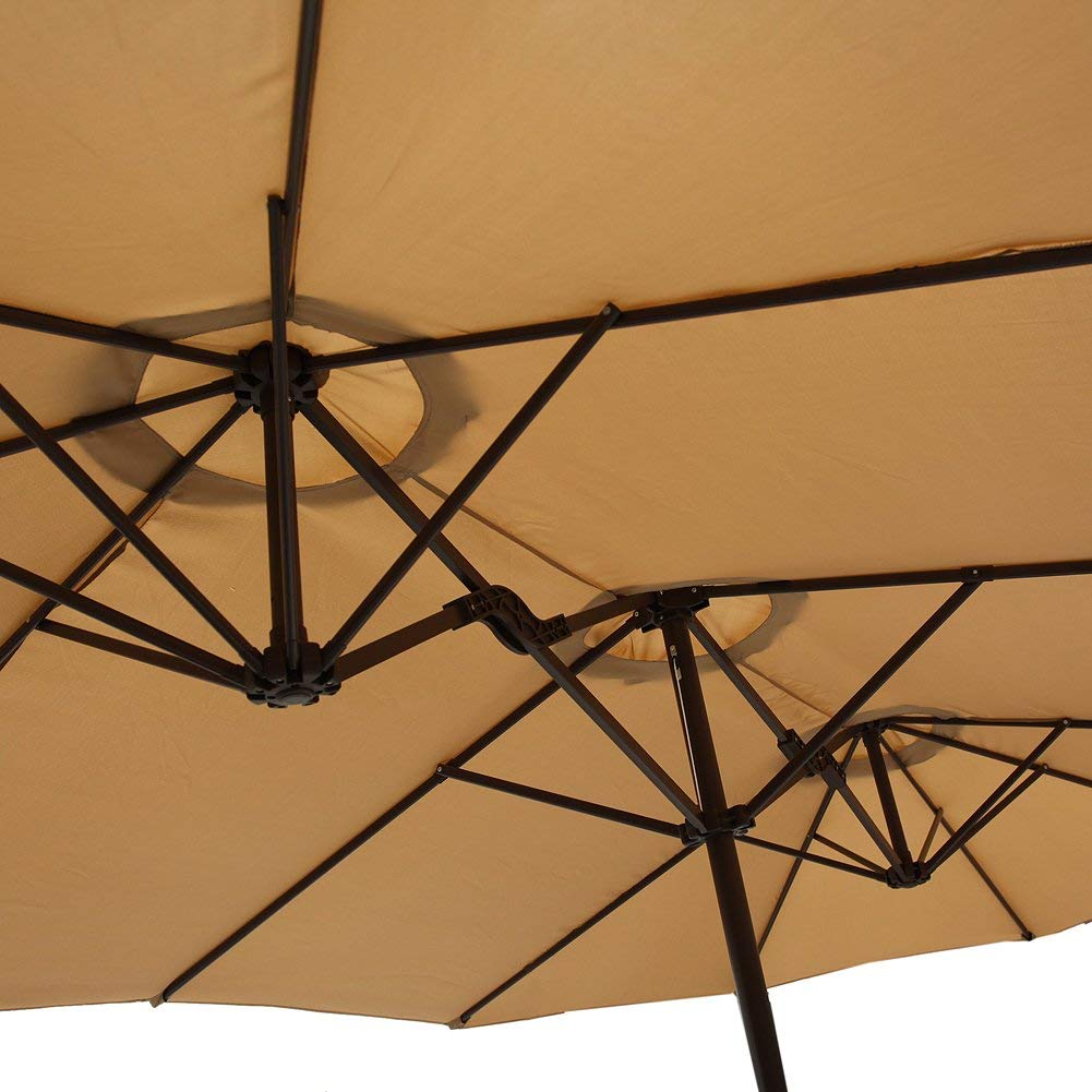 Diaotec Le Papillon 15 ft Market Outdoor Umbrella Double-Sided Patio Umbrella with Crank, Beige : Patio, Lawn & Garden