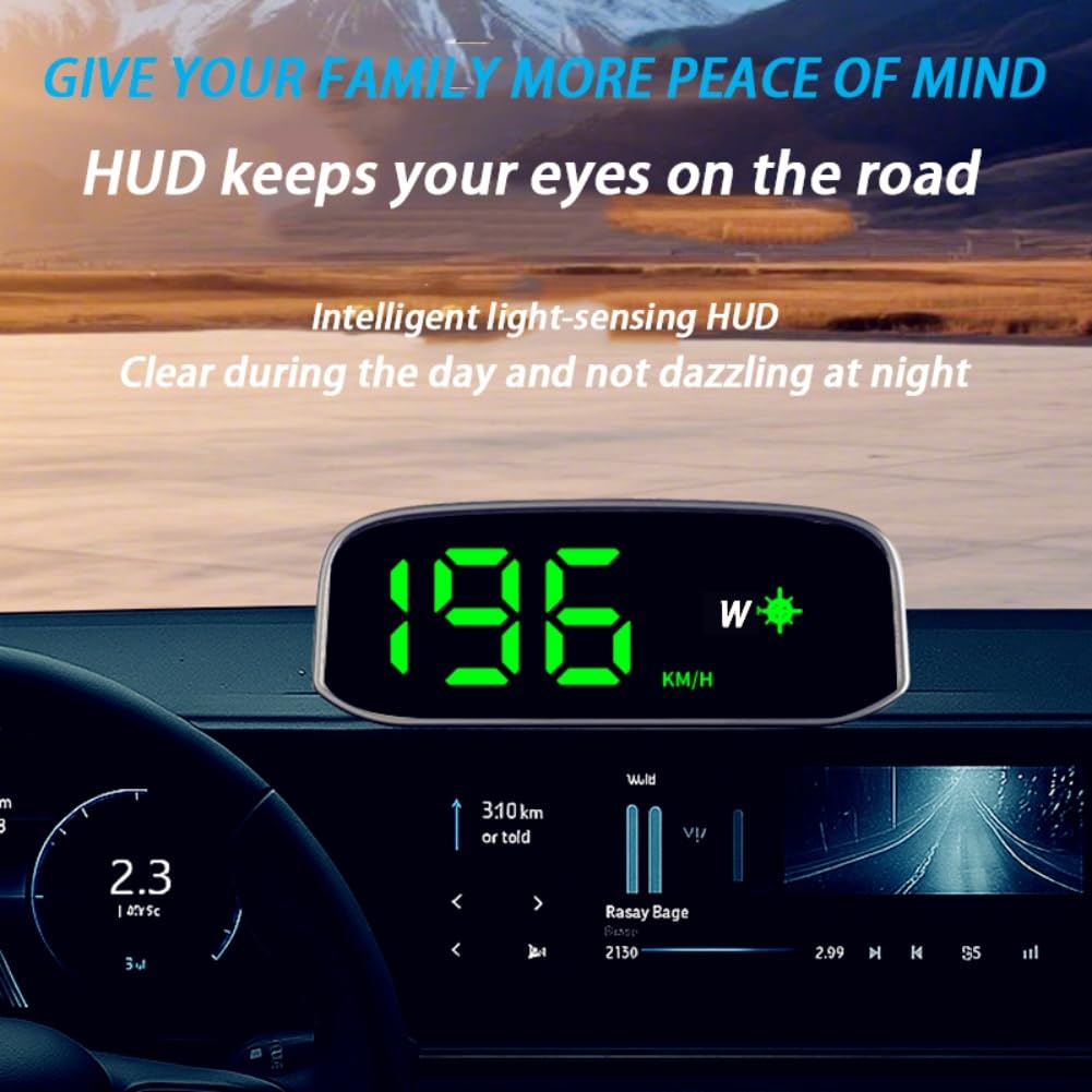 Compteur de vitesse solaire pour voiture, affichage tête haute, GPS et compteur de vitesse numérique avec détection de lumière intelligente HUD, noir, 11,5 x 4,5 cm