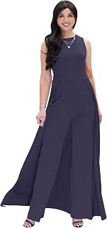 Womens 2025 Sleeveless Flattering Dressy Long Pant Cape Classy Elegant Jumpsuit