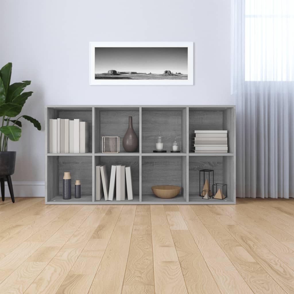 Bücherschrank mit 8 Fächern, Holz Sideboard, Vitrinenschrank, Standschrank, Ordnungssystem für Deko, Wohnzimmer, Schlafzimmer, Büro 66 x 30 x 130 cm