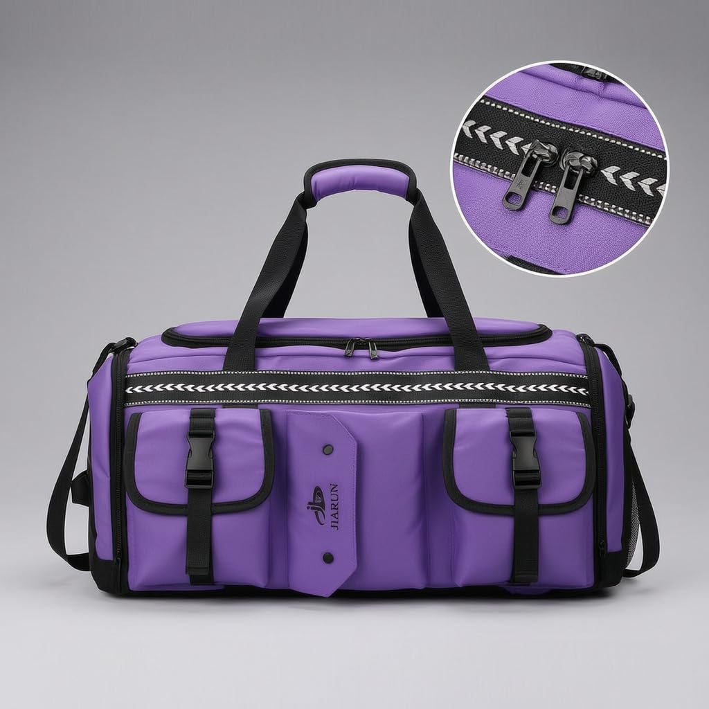 LOVIVER Borsa da Viaggio Borsone Valigia Borsa Palestra Borsa Weekend con Tasca per Bagnato E Asciutto in Tessuto Oxford E Poliestere Presa a Mano Comoda, Viola, Viola, 20 pollici