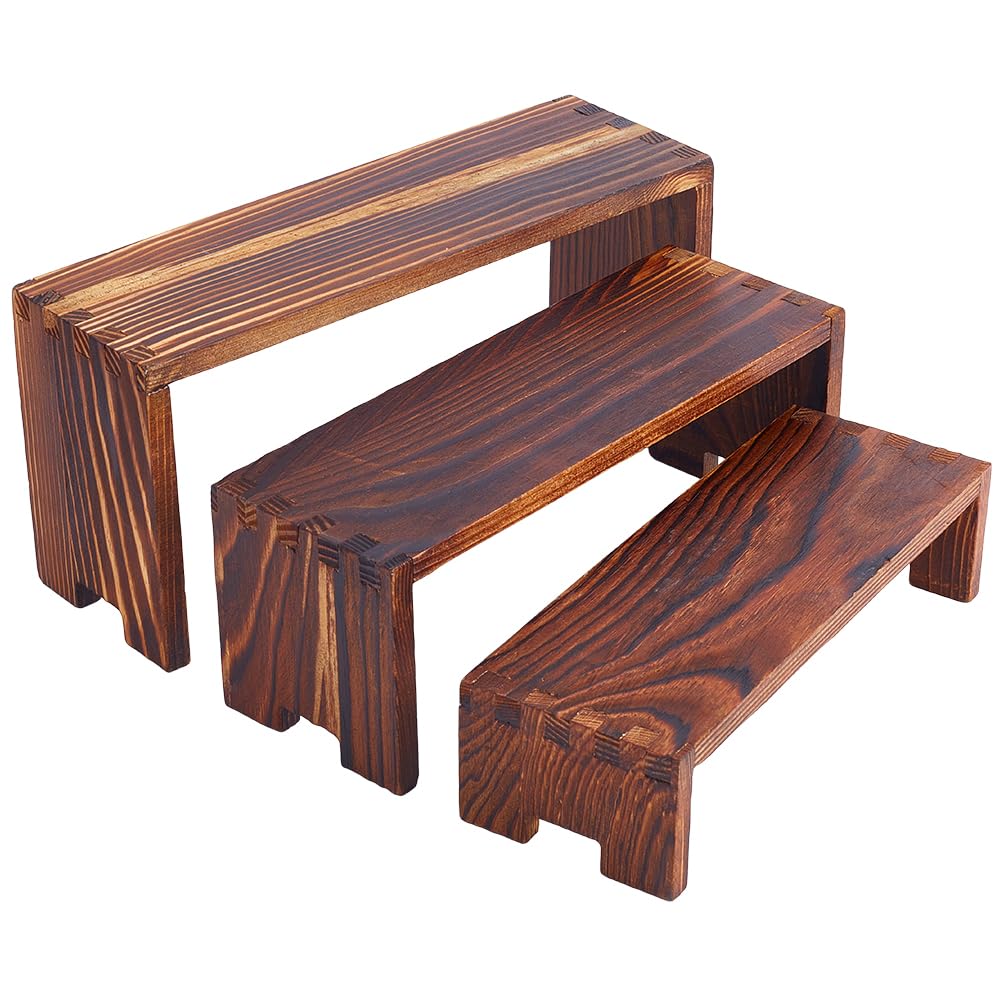 Présentoir En Bois 3 étages Démontable - 3 Tailles (20cm, 25cm, 35cm) - Pour Bijoux, Figurines, Cupcakes, Décoration Fête