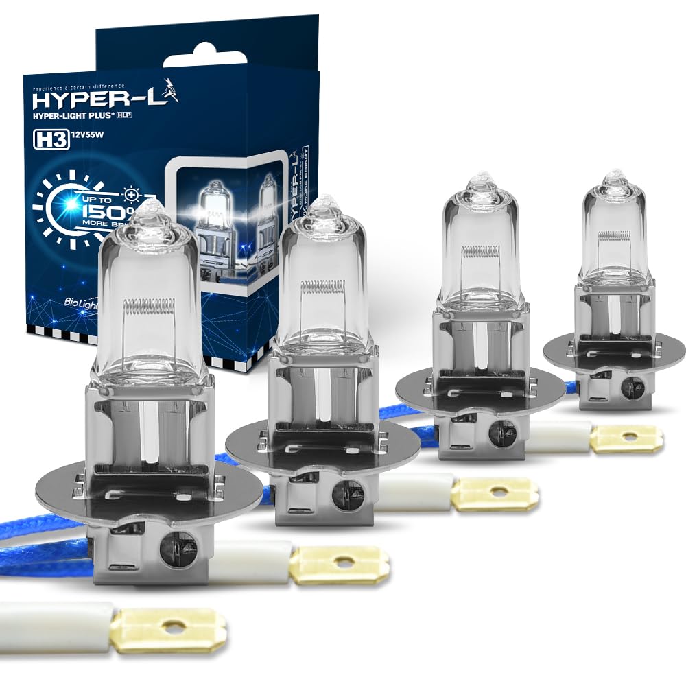H3 12V 55W Halogen 55W H3 Halogen Bulb 55 Watt 12 Volt Halogen Light Bulb for Car Automotive Fog Lights, Super Warm White(4 Pack)
