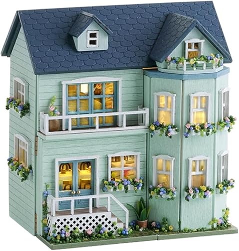 Kit de casa en miniatura de bricolaje, kit de casa de muñecas de madera CUTEROOM kit de fabricación de casa con muebles, kit de casa de muñecas de
