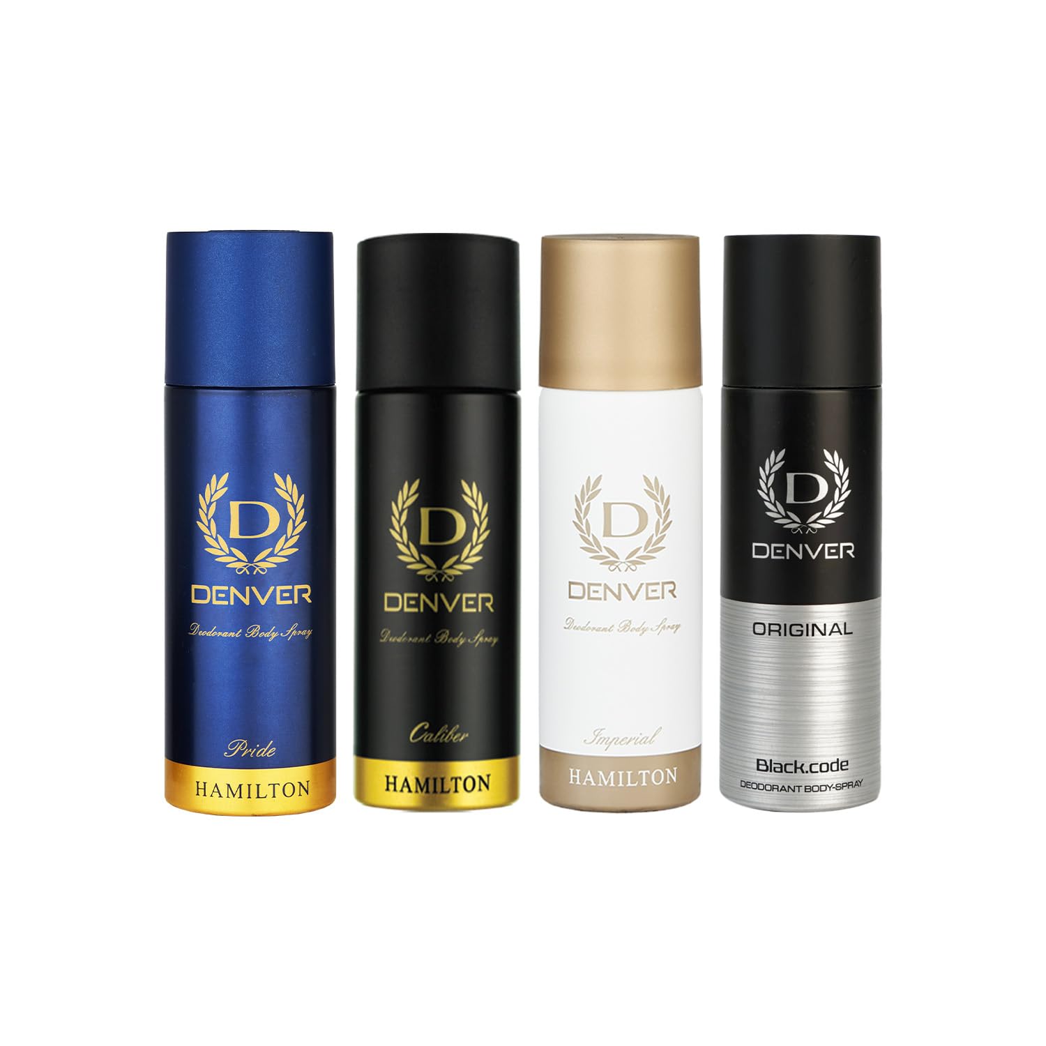 denver pride, caliber, imperial & black code nano deodorant for men 50 ml each, pack of 4 |long lasting fragrance