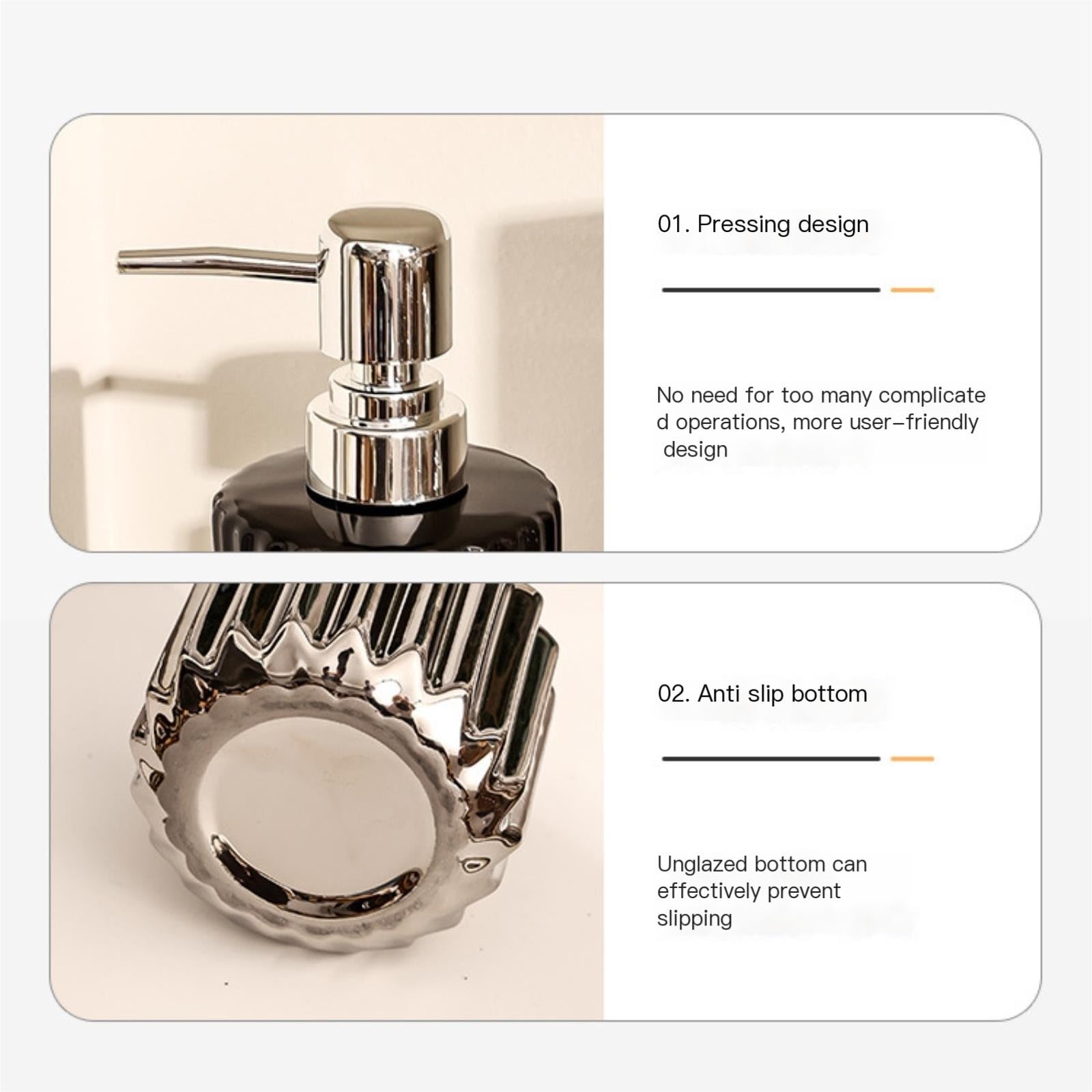Keramik-Seifenspender mit Pumpe, nachfüllbar, Badezimmer-Händedesinfektionsmittel und Lotionsflasche für Toilette, Schwarz, 370 ml