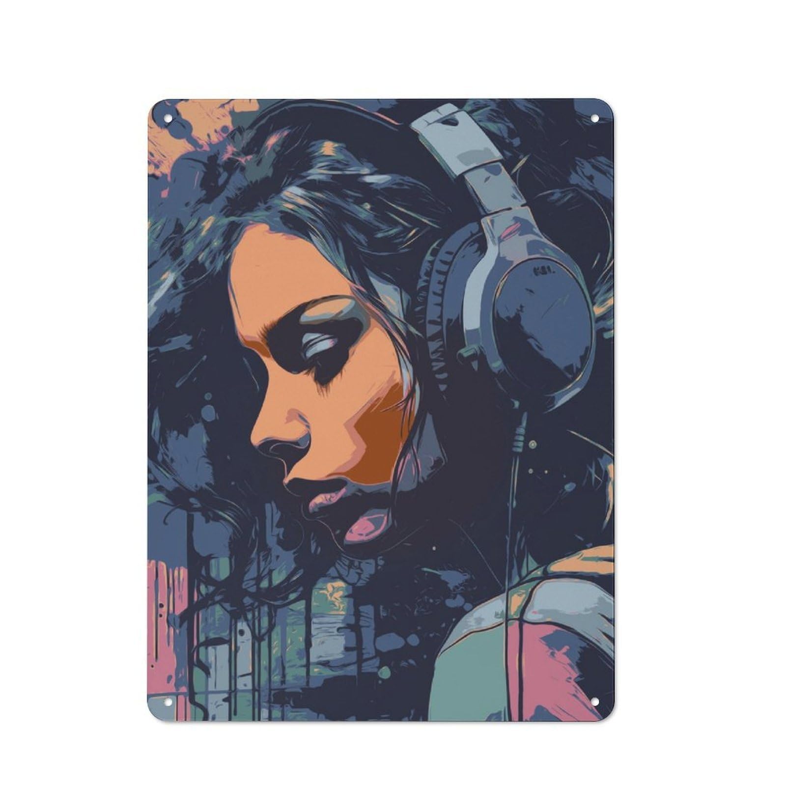 Junmoney Dj Retro Metal Wall Sign 40X30cm With For Bar Or Restaurant, Gift Idea For A New Home And Metal Sign Collection