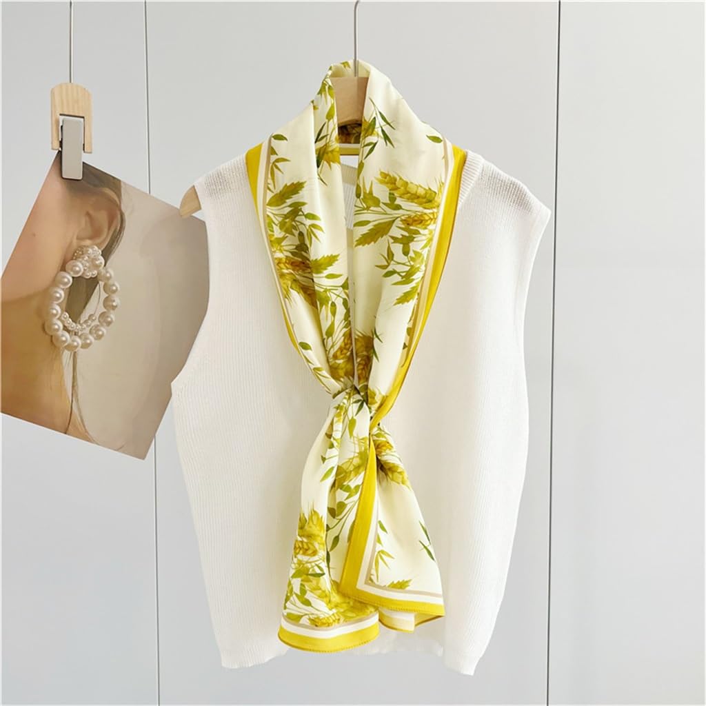Soie Crêpe de Chine Foulard en Soie Écharpe Polyvalente for Femme Mince Étroit Long Châle Usage