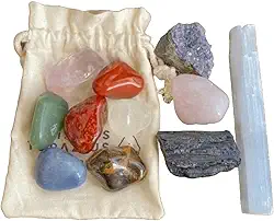 Kit 12 Cristais Essenciais para o Dia a Dia | Chakras, Pedras Naturais, Brutas e Roladas | Para Equilíbrio Energético, Proteção, Bem-estar e Harmonização das Energias Pessoais e Ambientais
